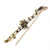 Image 3 : Antique 14k Rosy Yellow Gold Prong Pearl w/ Bead & Leaf Open Work Bar Pin Brooch