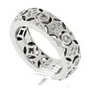 Image 8 : Solid 18K White Gold 0.76 ctw Star Pave & Bezel Diamond Open Work Wide Band Ring