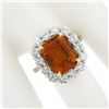 Image 3 : NEW Plat. & 18K Gold 10.7 ctw GIA Vivid Orange Sapphire Diamond Halo Cocktail Ri