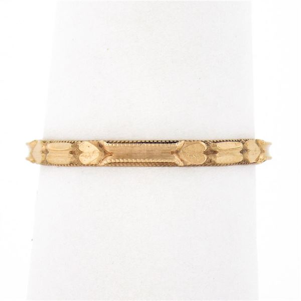 Antique 10k Yellow Gold Detailed Heart & Mil grain Work Eternity Stack Band Ring