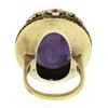 Image 7 : 14k Gold Left Facing Amethyst Cameo Ring w/ Seed Pearl Filigree & Floral Frame