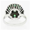 Image 4 : Vintage 14k White Gold 1.0 ctw Bezel Green Emerald Platter Cluster Cocktail Ring