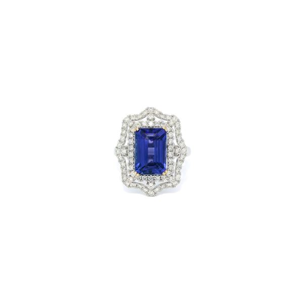 Platinum Diamond and Tanzanite Ring