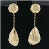 Image 2 : Elegant 14K Yellow Gold Faceted Puffed Polished Teardrop Drop Dangle Earrings