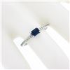 Image 3 : NEW 14K White Gold 0.62 ctw Rectangular Step Cut Sapphire Solitaire & Diamond Ri