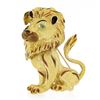 Image 1 : Large Vintage 18K Gold Multicolor Enamel Detailed Textured Lion Brooch Pin