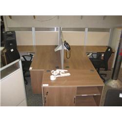 Corner Double Workstation With Glass Top