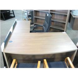 Birch Bow Front L-shape Executive Desk C/w File