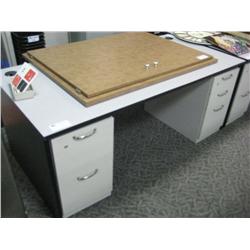 6ft Grey Double Pedestal Desk