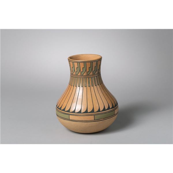 San Ildefonso Polished Natural Clay Jar, Blue Corn (1921-1999)