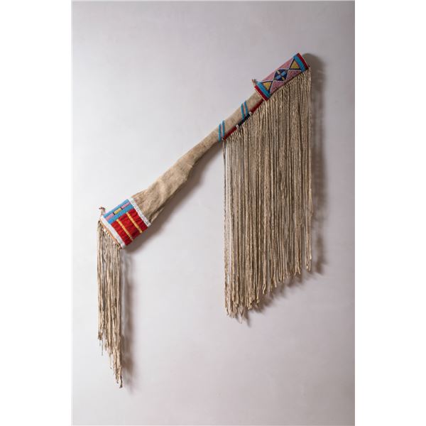 RARE EARLY Crow Beaded and Fringed Rifle Scabbard, Ca. 1870s