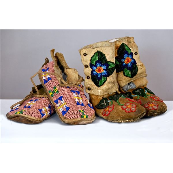 Lot of 2: Pairs of Children's Beaded Moccasins