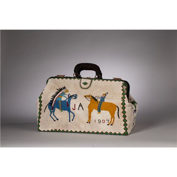 Large Sioux Fully Beaded Doctor's Bag, Ca. 1907
