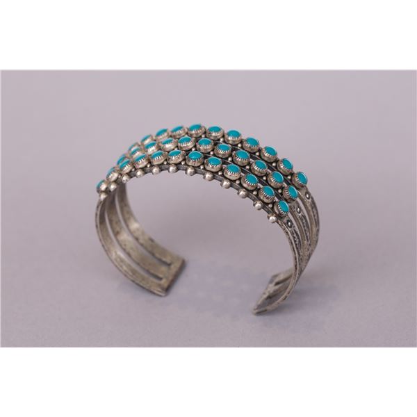 Vintage Zuni 3-Row Turquoise Cuff