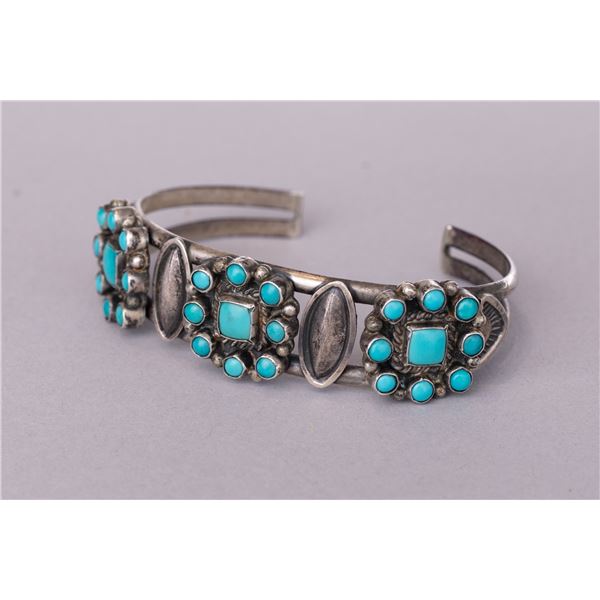 Vintage Navajo Three Clusters Row Bracelet