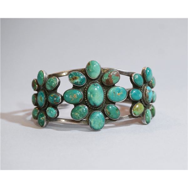 Vintage Navajo Turquoise Cluster Cuff