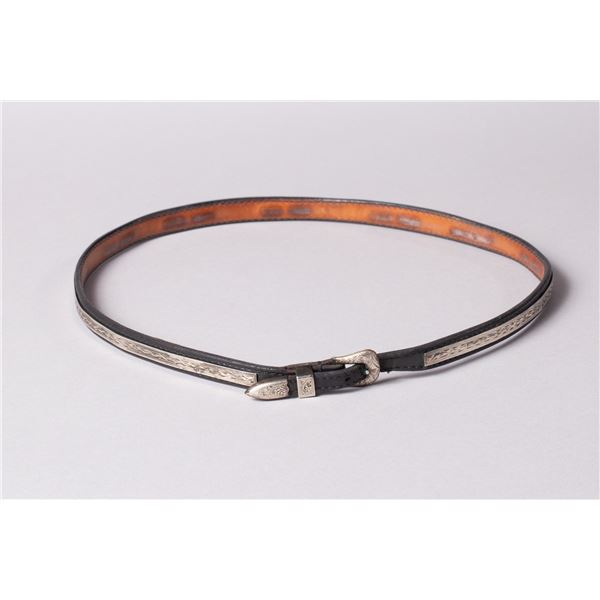 Edward H. Bohlin Black Leather Hat Band with Sterling Silver engraving