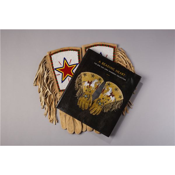 Large pair of Beaded Gauntlets and Book "A Beating Heart" by Bob Sandrone
