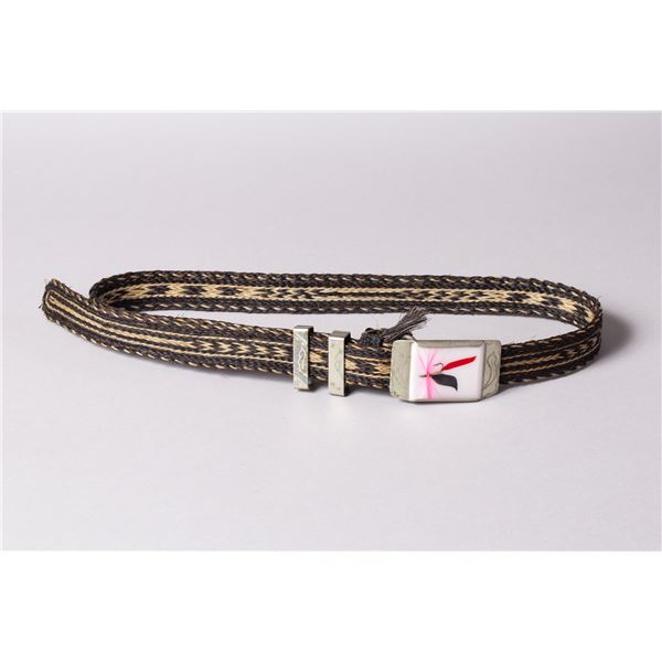 Horsehair Belt with Fly Fish Lure on Silver Buckle, Attibuted to Canon City Prison