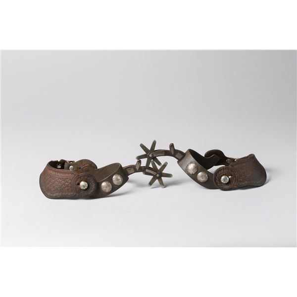 Early Single Mounted Spurs with Heiser Straps