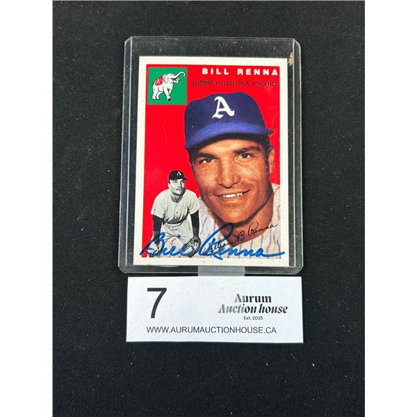 Autographed Bill Renna Philedlphia Athetlics Trading Card w/ Side Note