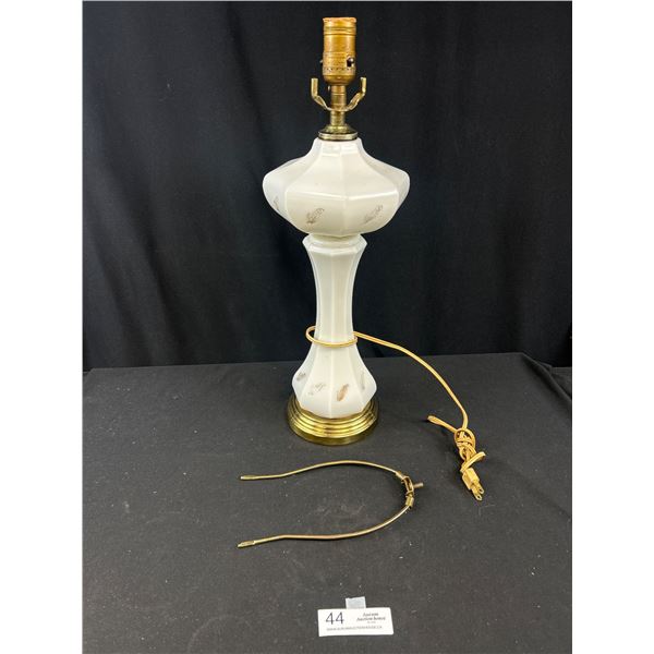 Vintage Mid Century 21" Tall Milk Glass Lamp