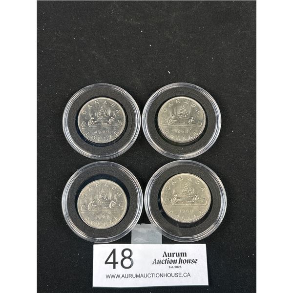 4 1968/69 Canadian 1 Dollar Coins in Case