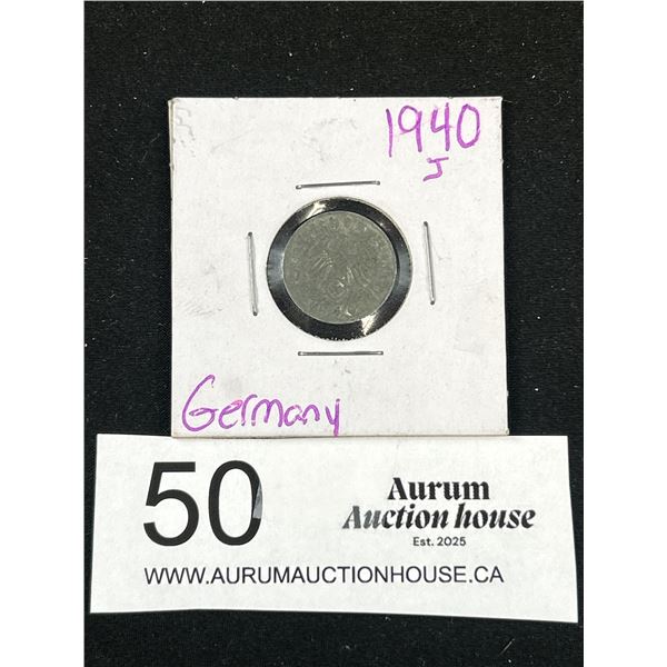 1940 WW2 Germany 1 Reichmark Coin
