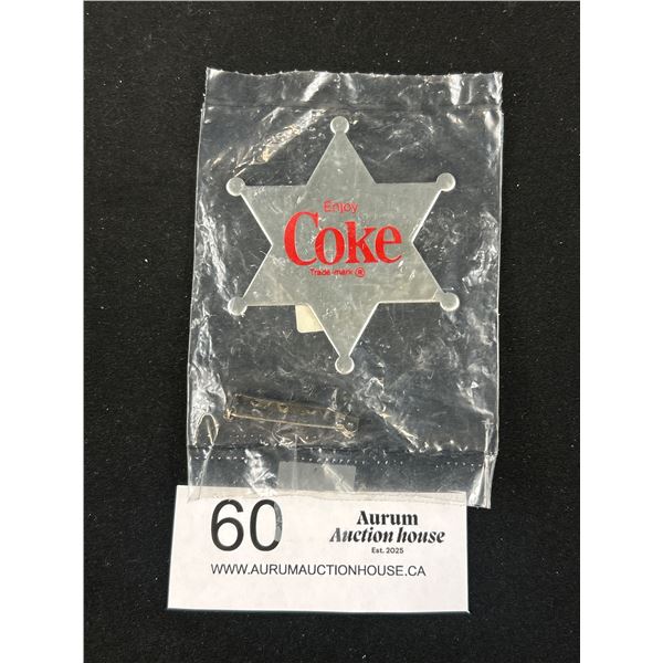 NOS 1960s Enjoy Coke "Metal Sherrifs Badge"