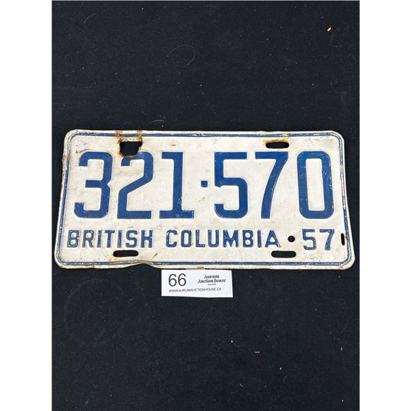1957 BC License Plate