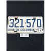 Image 1 : 1957 BC License Plate