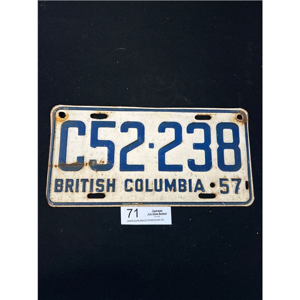 1957 BC License Plate
