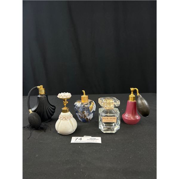 5 Vintage Perfume Bottles w/ Atomizers