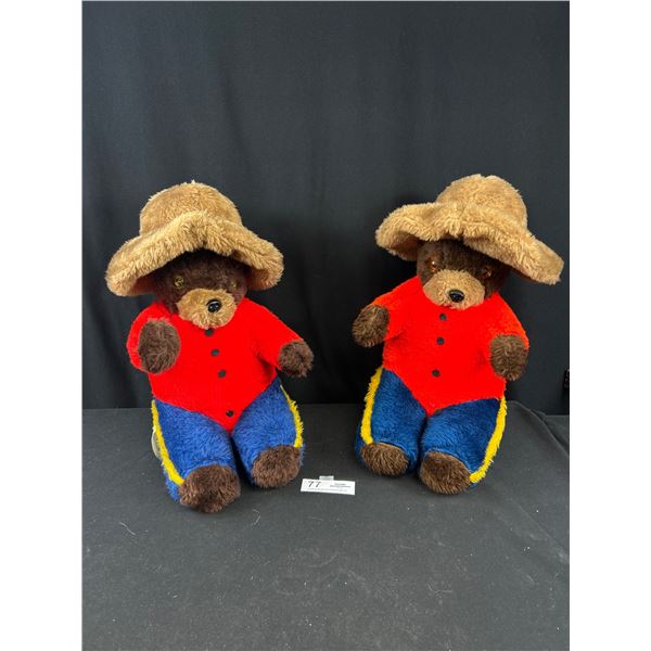 2 Vintage RCMP Plush Teddy Bears Approx 15" Tall Each
