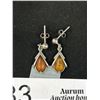 Image 2 : Pair of Sterling Silver Amber Dangle Earrings
