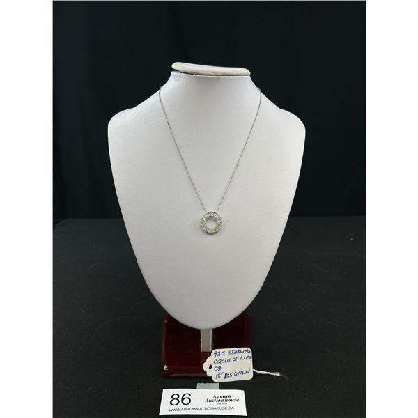 Sterling Silver Circle of Life CZ w/ 925 Chain