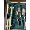 Image 2 : Vintage Wooden Cutlery Box Full of Cutlery, Very Nice Set