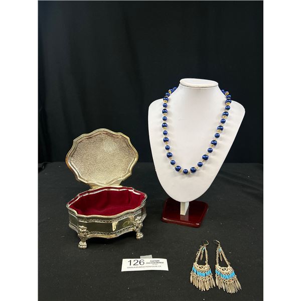 Vintage Footed Silver Jewelry Box Quality!