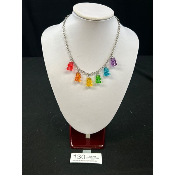 Adorable Vintage Lucite Gummy Bear Necklace
