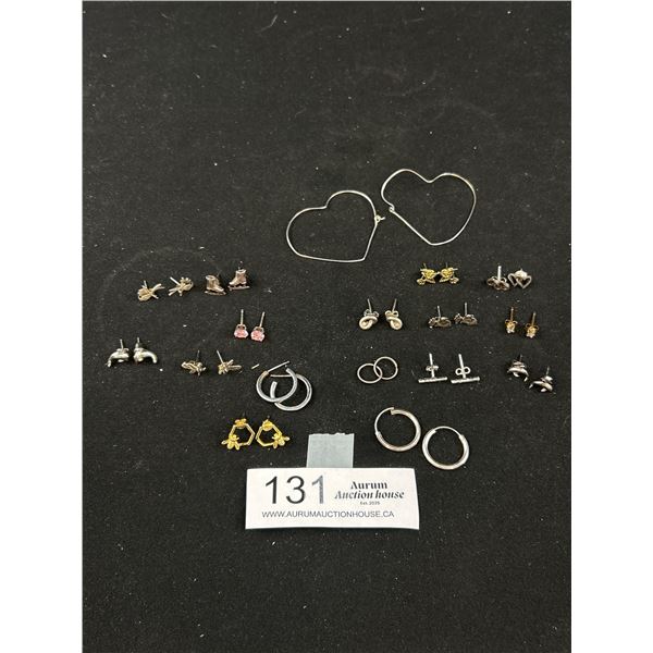 Large Lot of Vintage Sterling Silver Earrings, Quality! Bees, Whale, etc