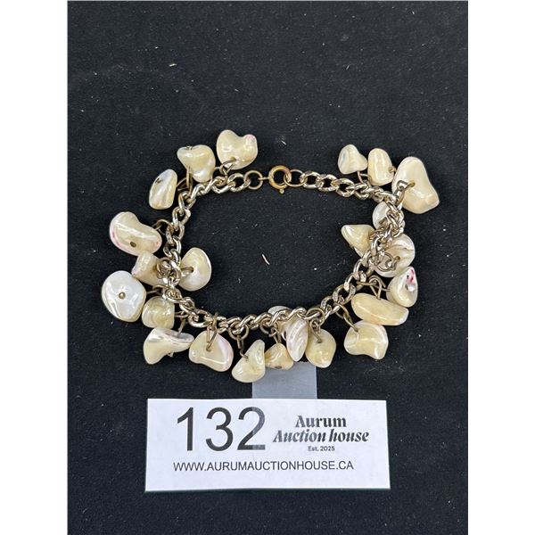 Antique Gold Genuine Mother of Pearl Bracelet