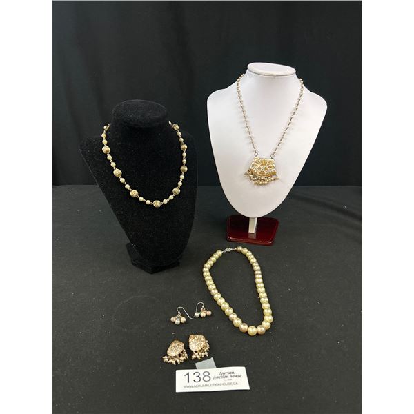Vintage Pearl Necklaces and Earrings