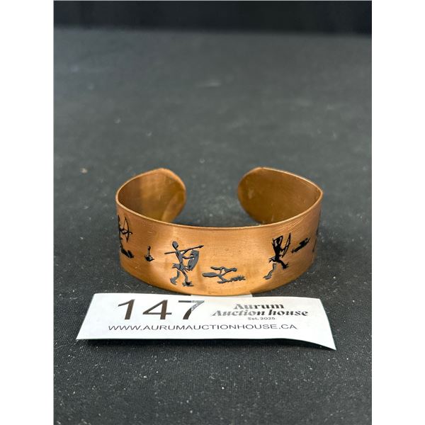 Vintage Copper Native Motif Cuff C.1970