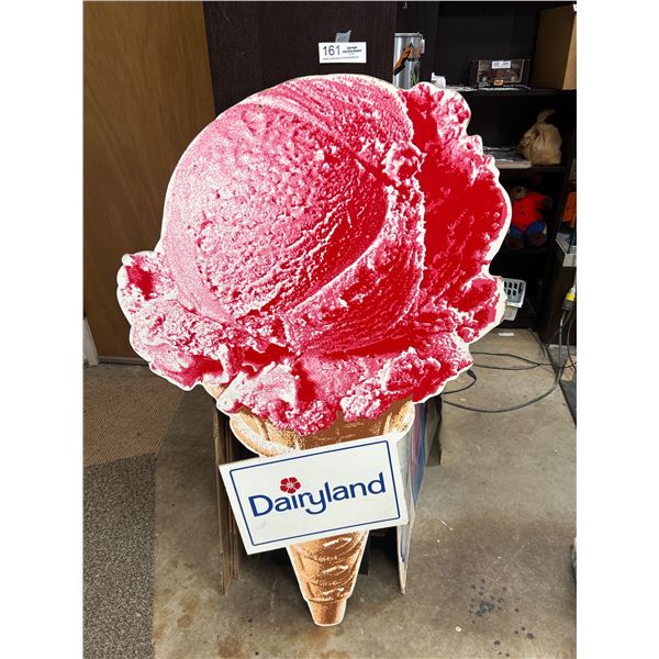 Vintage 48" Tall Dairyland Icecream Cone Cardboard Store Display NO SHIPPING