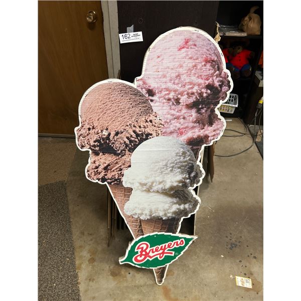 Vintage 42" Tall Cardboard Icecream Cone Display, Breyers Icecream NO SHIPPING