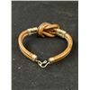 Image 4 : Vintage Leather w/ Silver + Amber Bracelet