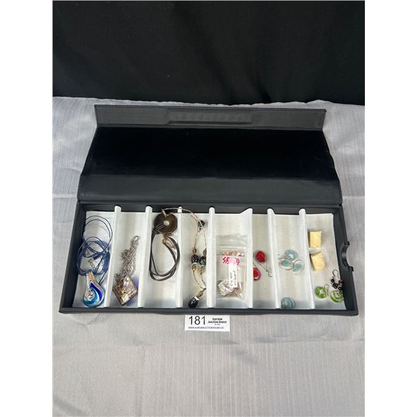 Lot of Glass Jewelry in Eyeglass Case