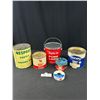 Image 1 : Lot of 5 Vintage Tins, Honey, Lard, Powder Milk, Etc