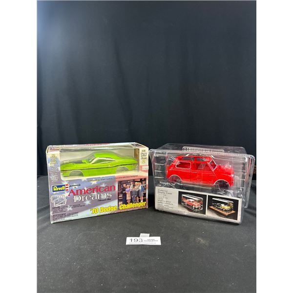 2 Sealed in The Box Diecast Models, Dodge Challenger and Austin Mini
