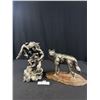 Image 1 : 2 Sculpters, Wolf 8" Tall + 10" Tall Native Man w/ Eagle and Snake
